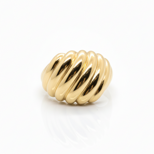 10K Dome Crescent Ring