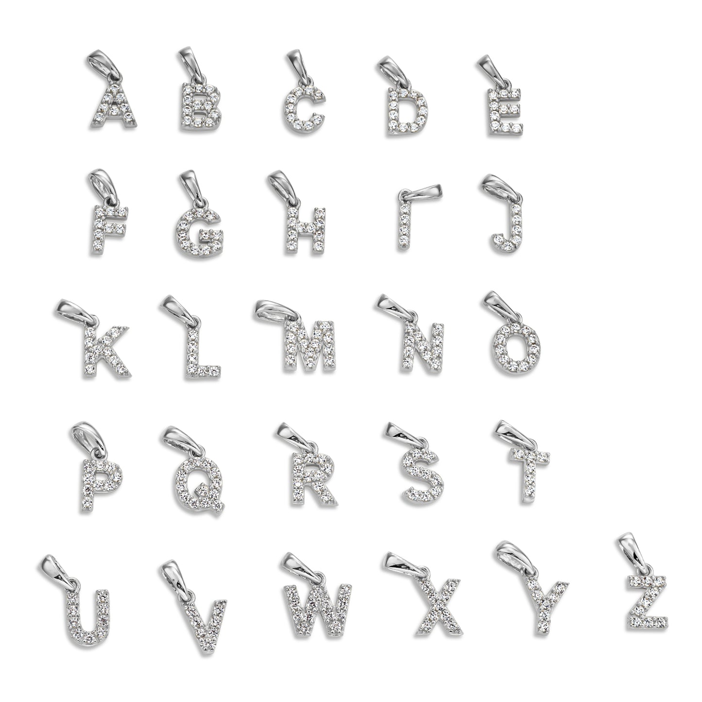 10k Gold Minimalist Letter Pendants with Pavé Stones
