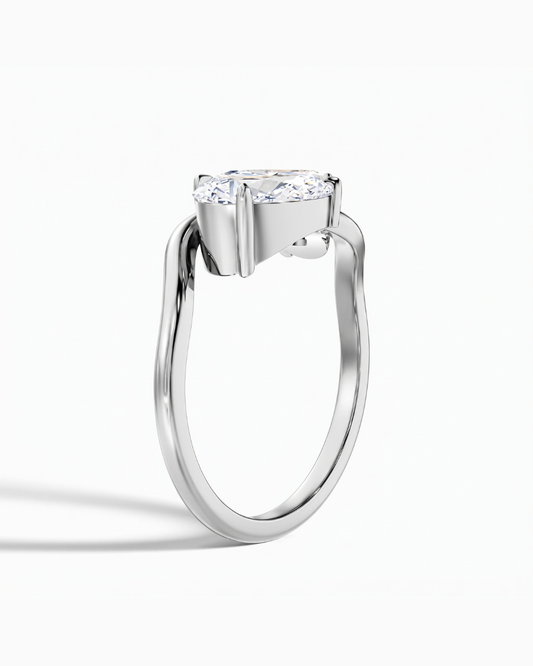 14k Gold Ring with 2 Carat Emerald Diamond – Triple Row Pave & Brilliant Under Halo