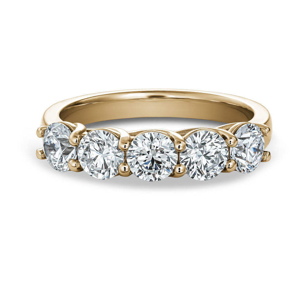 14k Gold Wedding Band Set with 5 Diamonds of 0.36 Carat