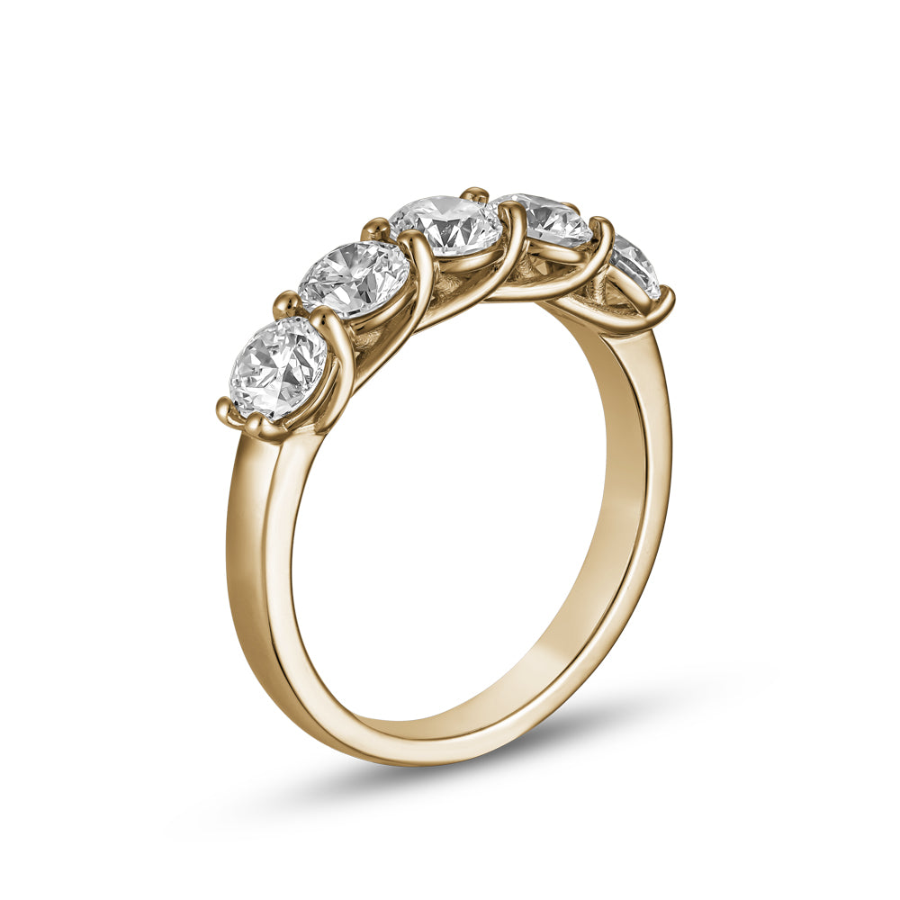 14k Gold Wedding Band Set with 5 Diamonds of 0.36 Carat