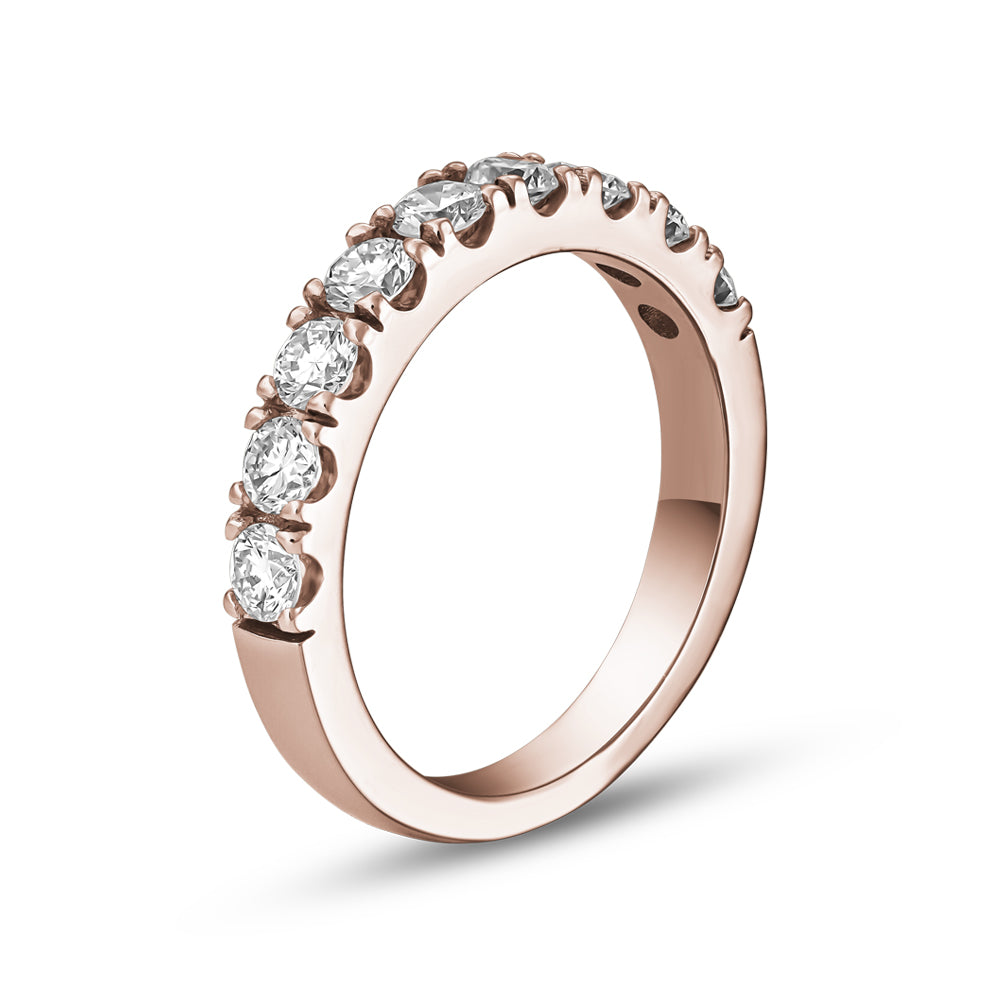 14k Gold Semi-Eternity Wedding Band with Lab-Grown Diamonds Total 1.00 Ct