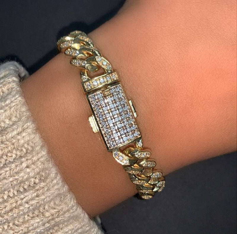 Bracelet CUBAN LINK en or et diamants naturels avec fermoir de sécurité