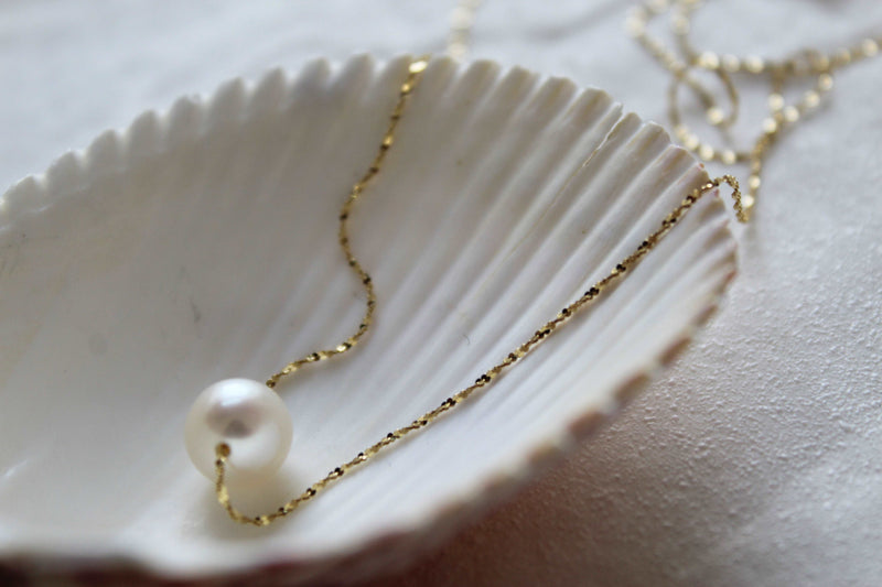PERLA | Collier en or 14 k et perle naturelle, perle blanche