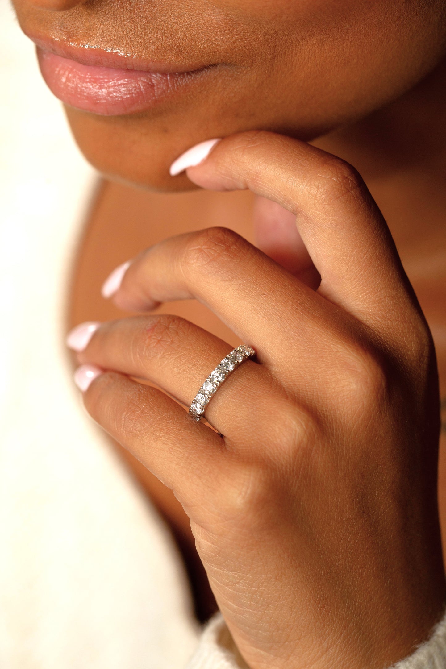 14k Gold Semi-Eternity Wedding Band with Lab-Grown Diamonds Total 1.00 Ct