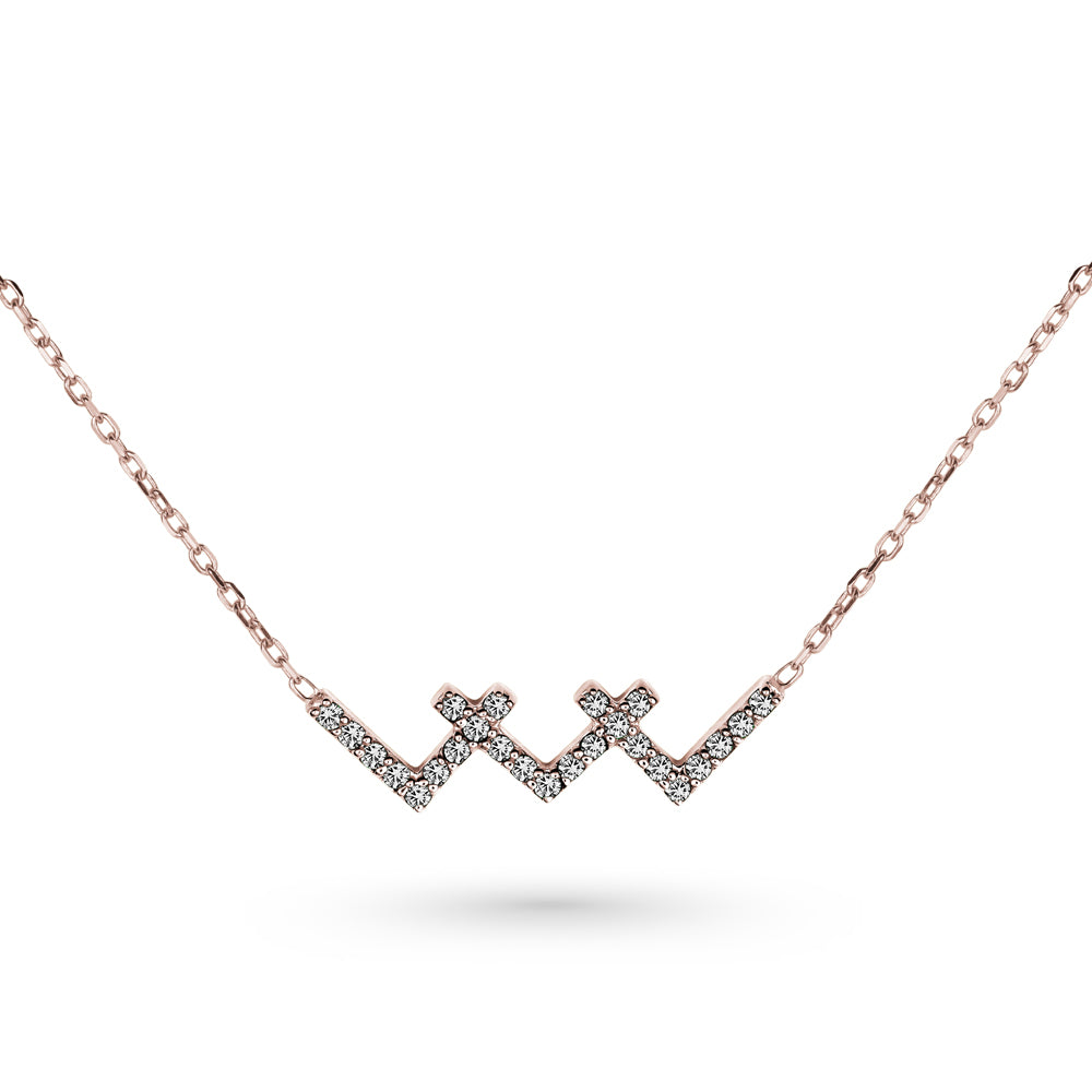 Triple V necklace set with diamonds or emeralds in 14k gold