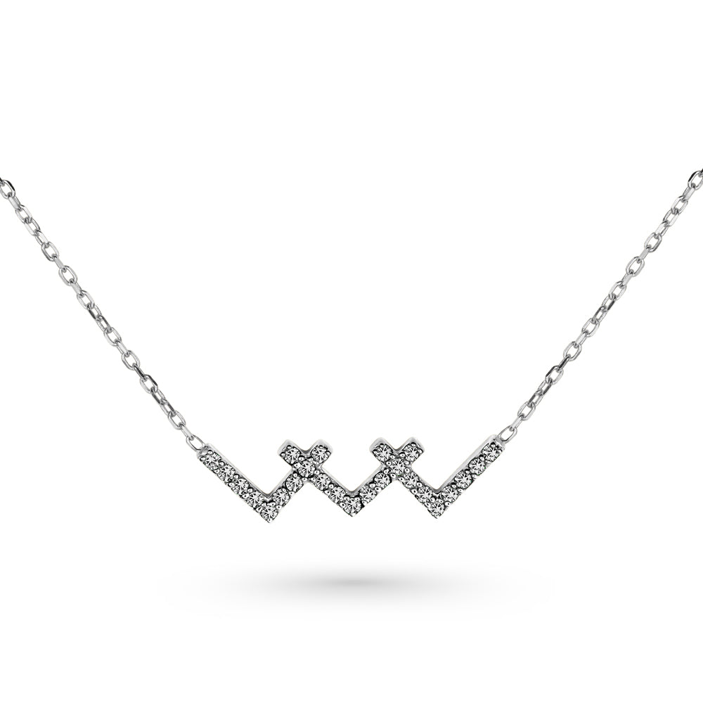 Triple V necklace set with diamonds or emeralds in 14k gold