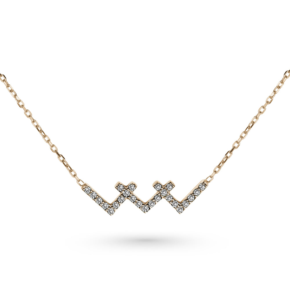 Triple V necklace set with diamonds or emeralds in 14k gold