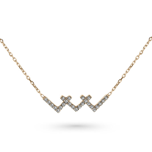 Triple V necklace set with diamonds or emeralds in 14k gold