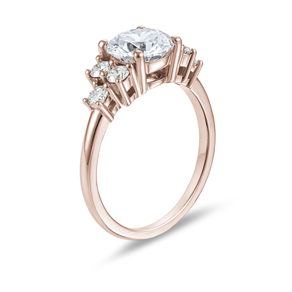 1.55 Carat Round Center Diamond Ring with 6 Accent Diamonds