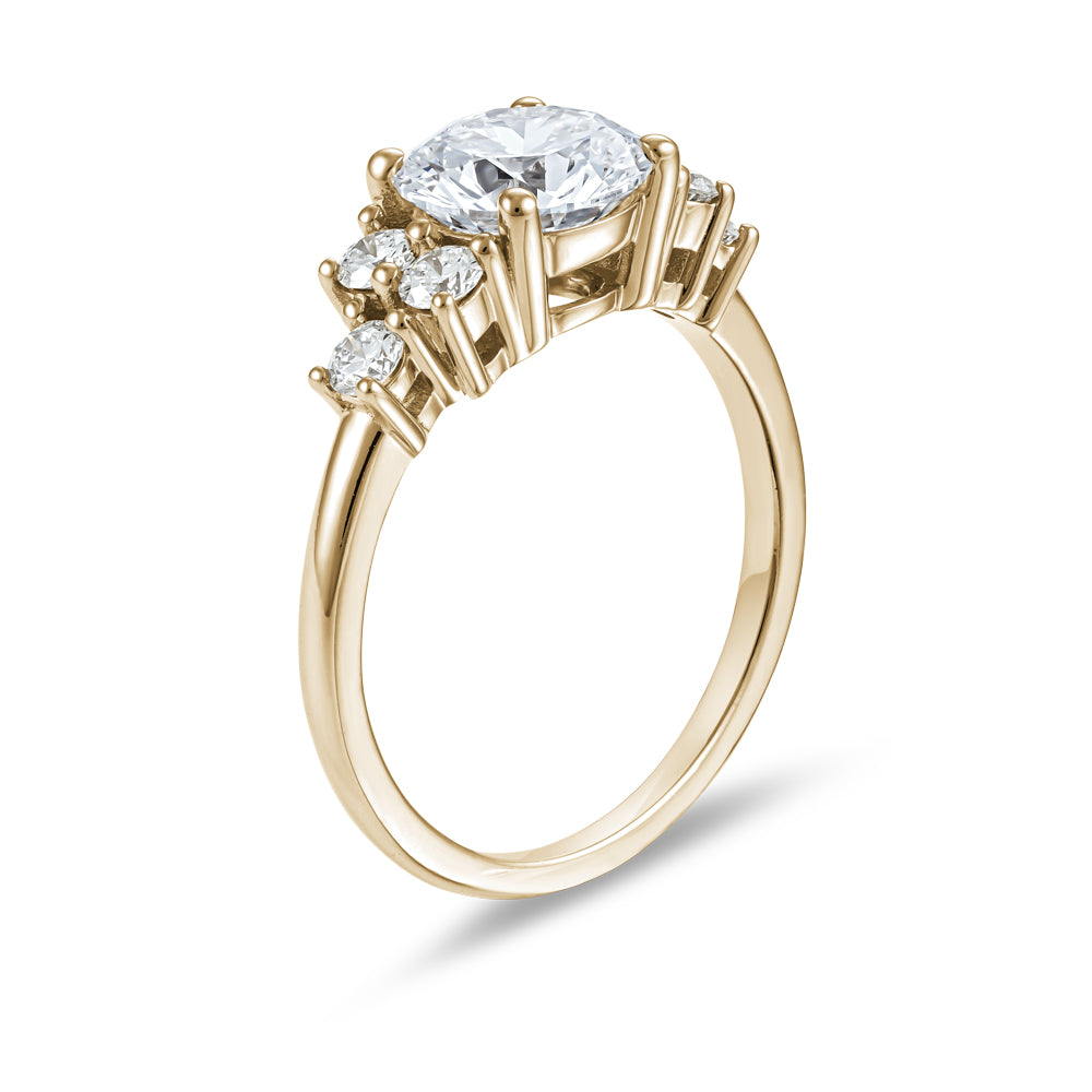 1.55 Carat Round Center Diamond Ring with 6 Accent Diamonds