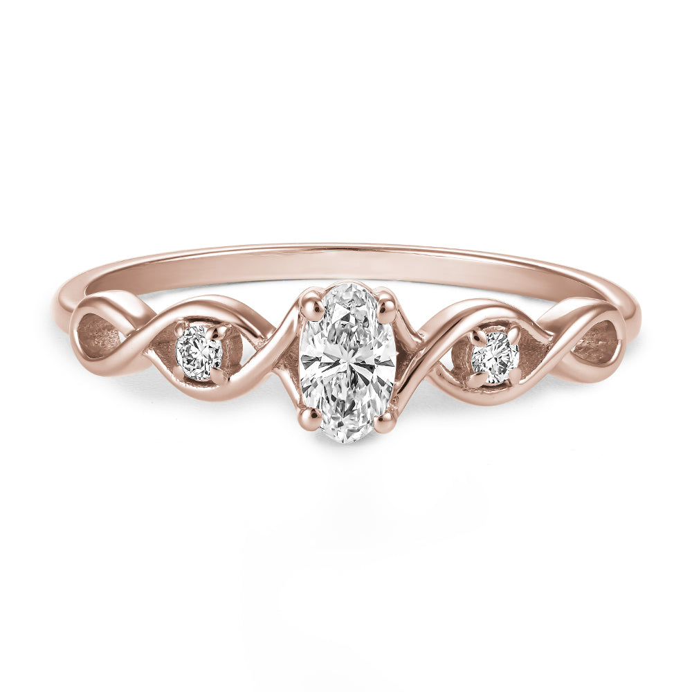 14k Gold Infinity Ring with 0.20 Carat Oval Lab Diamond