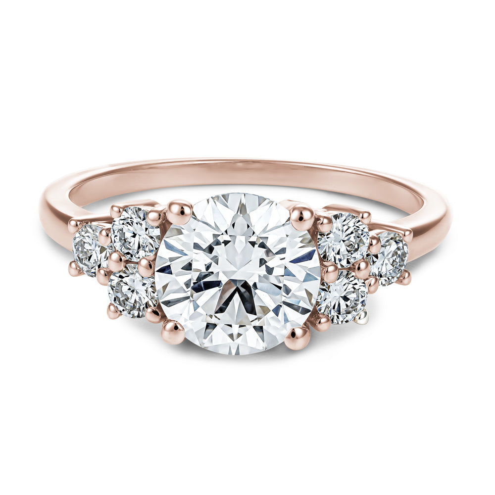 1.55 Carat Round Center Diamond Ring with 6 Accent Diamonds
