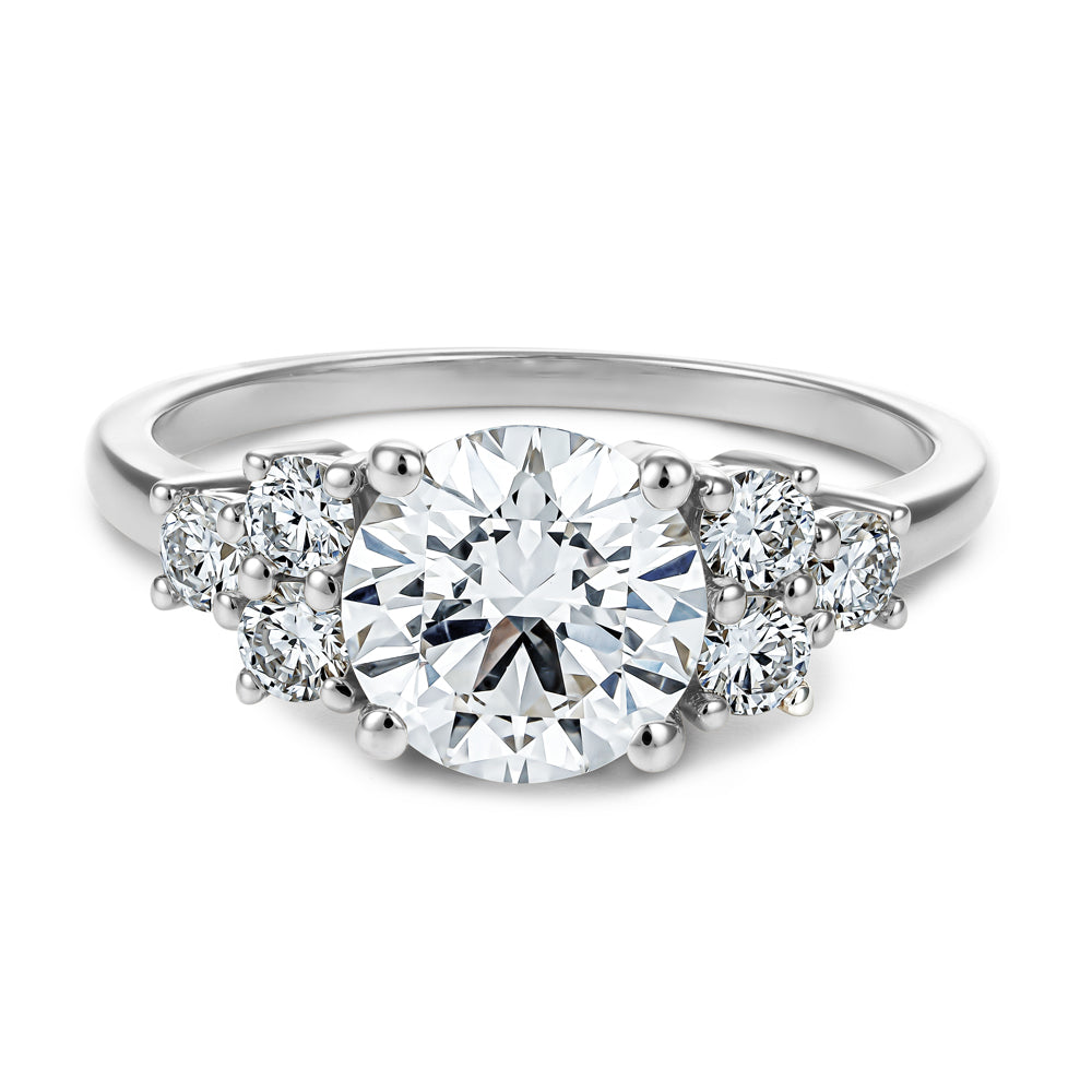 1.55 Carat Round Center Diamond Ring with 6 Accent Diamonds