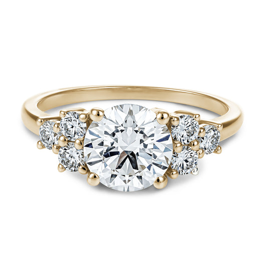 1.55 Carat Round Center Diamond Ring with 6 Accent Diamonds