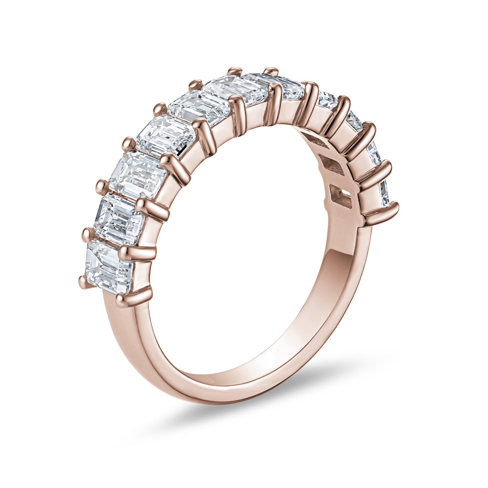 2.20 carat emerald cut diamond semi-eternity ring