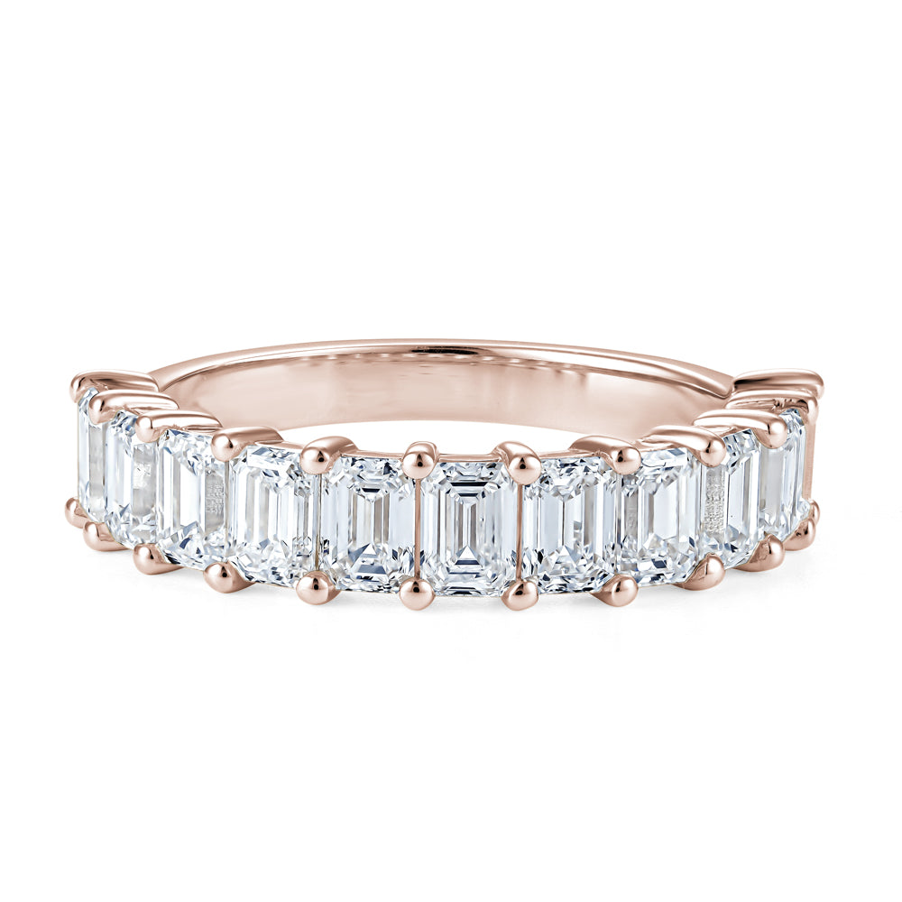 2.20 carat emerald cut diamond semi-eternity ring