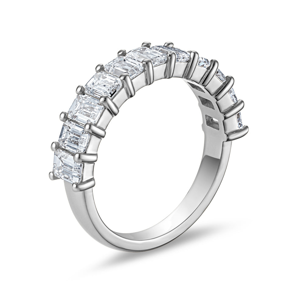 2.20 carat emerald cut diamond semi-eternity ring