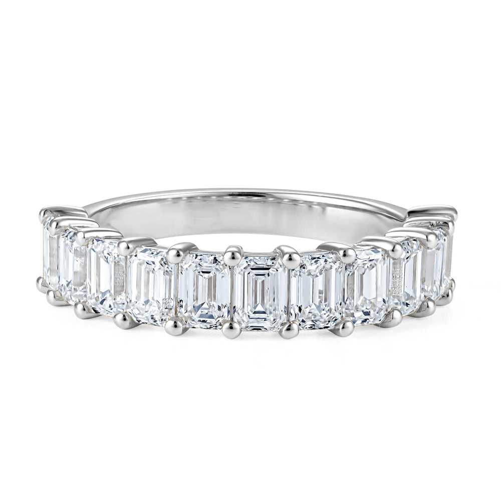 2.20 carat emerald cut diamond semi-eternity ring