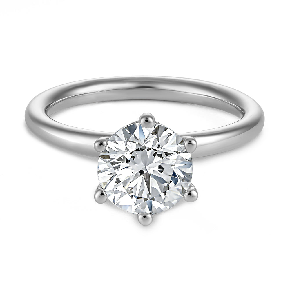 18k gold ring with 1.55 Carat central diamond, 6 prongs and hidden halo of small diamonds