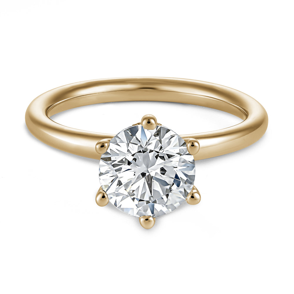 18k gold ring with 1.55 Carat central diamond, 6 prongs and hidden halo of small diamonds