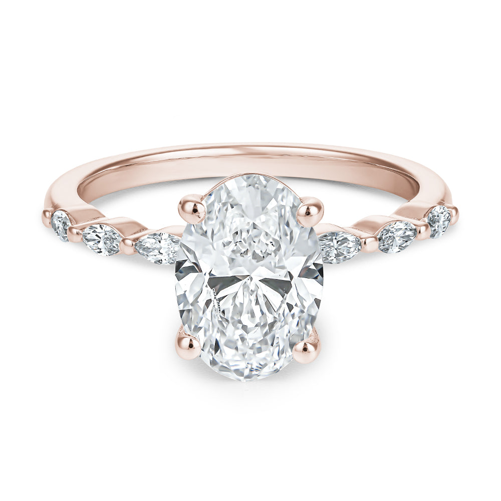 Ring with 2.00 Ct Oval Diamond and Marquises