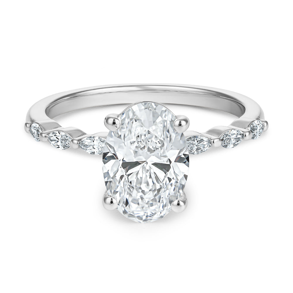 Ring with 2.00 Ct Oval Diamond and Marquises