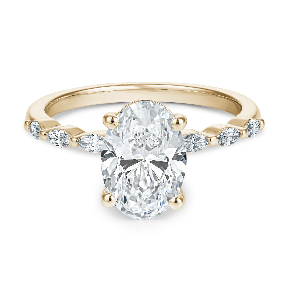 Ring with 2.00 Ct Oval Diamond and Marquises