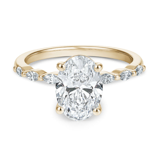 Ring with 2.00 Ct Oval Diamond and Marquises