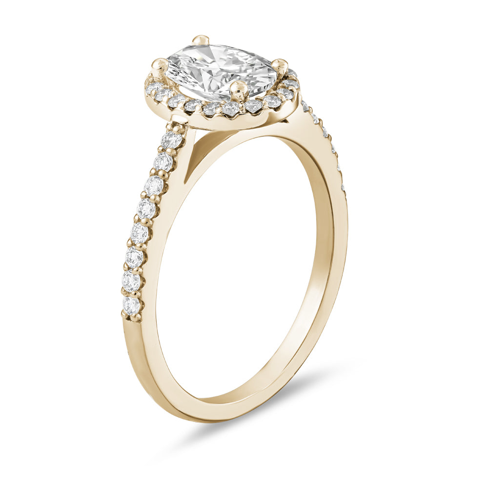 1.00 Carat Oval Diamond and Diamond Halo Ring