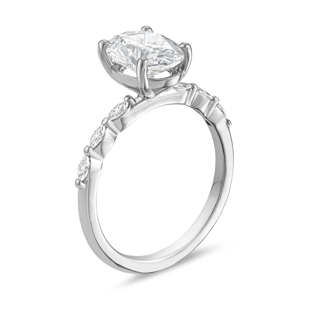 Ring with 2.00 Ct Oval Diamond and Marquises