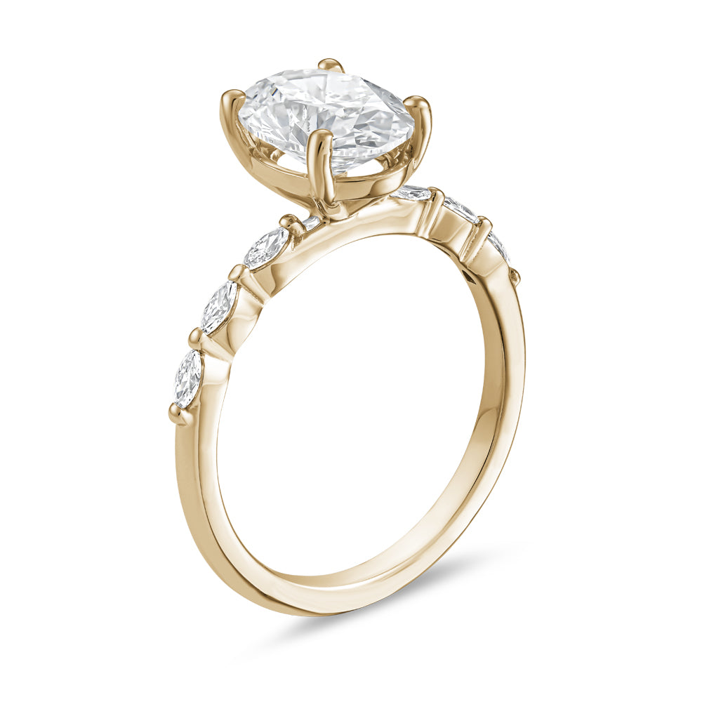 Ring with 2.00 Ct Oval Diamond and Marquises