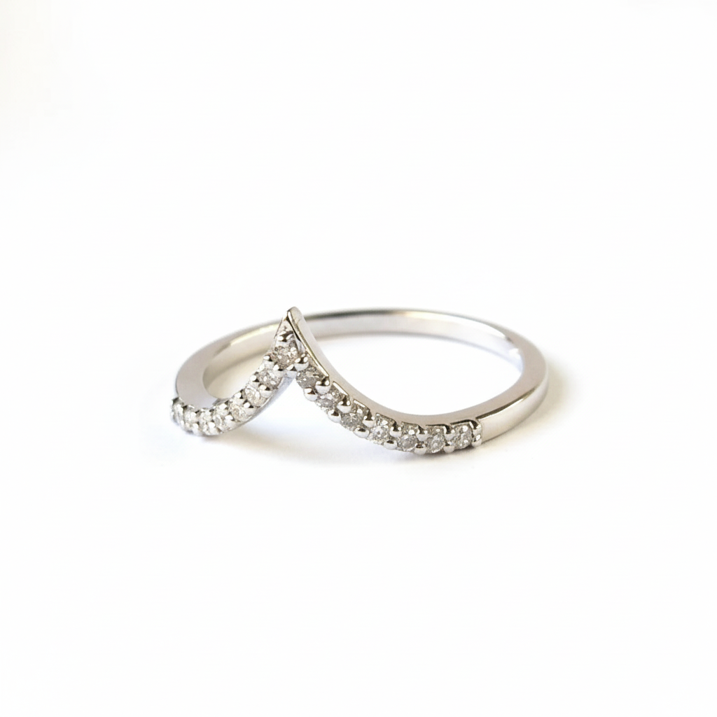 Bague emboîtable, bague pointue, bague avec pointe, alliance pour bague marquise, Pavé Diamond Wishbone Ring