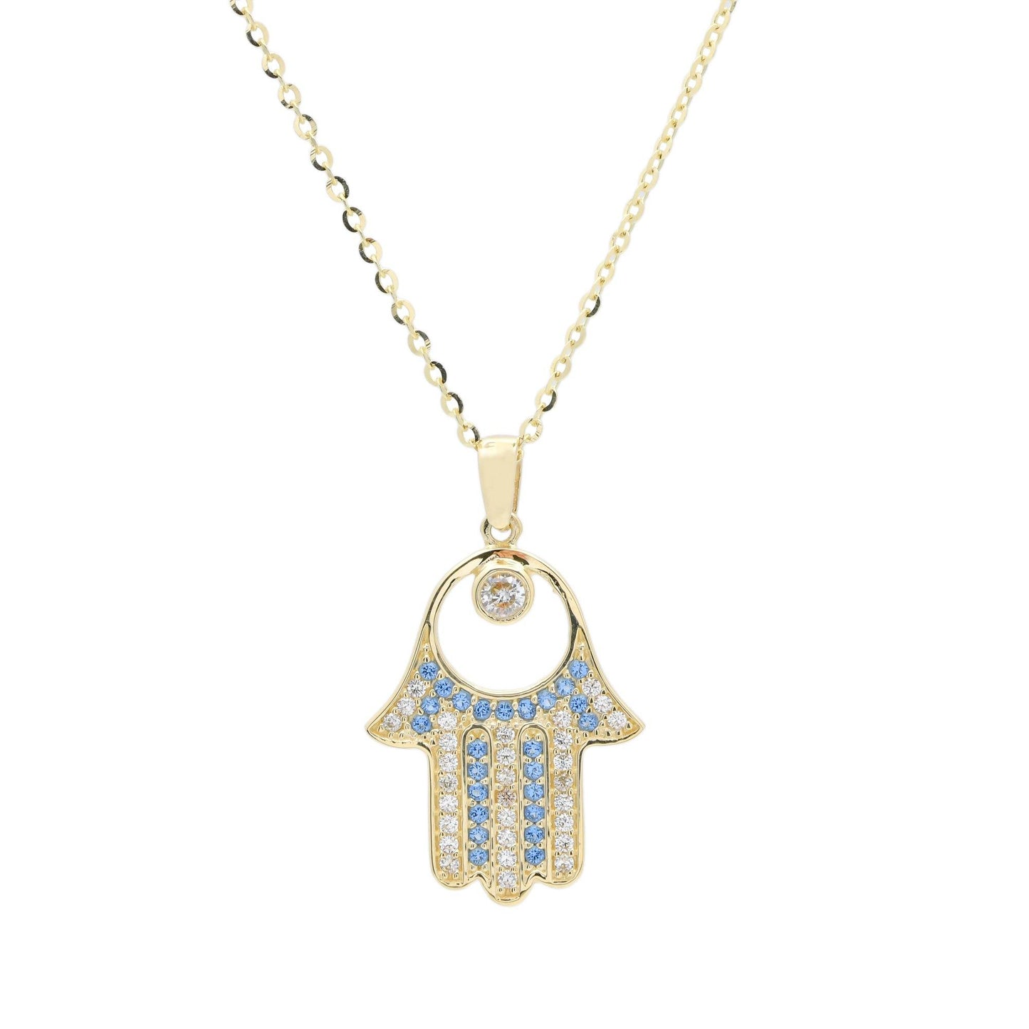 Collier Khomssa | main de Fatima en or 10 carats | Pierre ronde - Bijouterie Viko