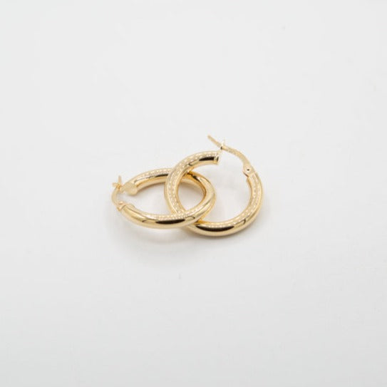 Boucles d'oreilles tube en or 10K, créoles épaisses 3mm