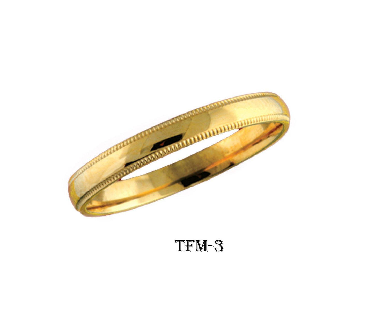 Jonc fin et délicat, semi-bombé en or 10 K avec milles-grains. Bague classique simple en or jaune ou en or blanc. Bague unie 3 mm de largeur. Alliance classique pour homme ou pour femme. Bijoux unisexe. Alliances avec milles grains, semi bombée. Bijoux de mariage à Montréal.
