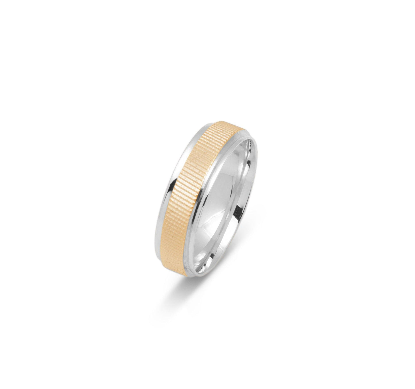 VK-3086 | Anneau de mariage deux tons | Effet linéaire - Bijouterie Viko