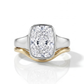 Ensemble de bagues de fiançailles en or 14K – Diamant Cushion 2 ct & Alliance ondulée assortie
