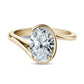 Bague Minimaliste en Or 14k avec Diamant Ovale de 2 Carats - Semi Bezel