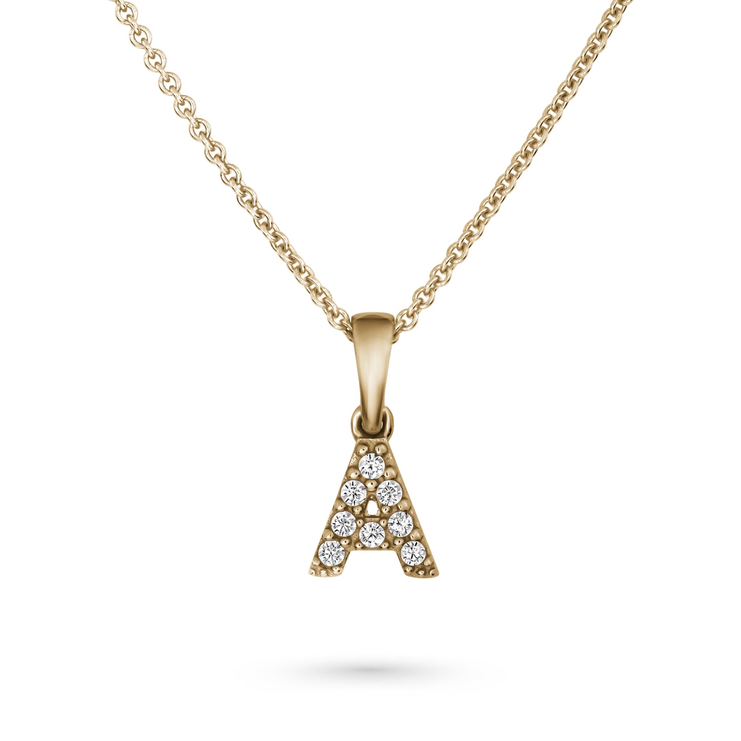 Pendentifs Lettres Minimalistes en Or 10k avec Pavé de pierres