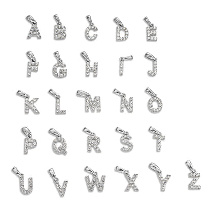 Pendentifs Lettres Minimalistes en Or 10k avec Pavé de pierres