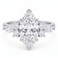 Bague Fiançailles 7 Pierres Diamant Laboratoire Marquise 3.780 Ct | Or 14K