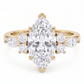 Bague Fiançailles 7 Pierres Diamant Laboratoire Marquise 3.780 Ct | Or 14K