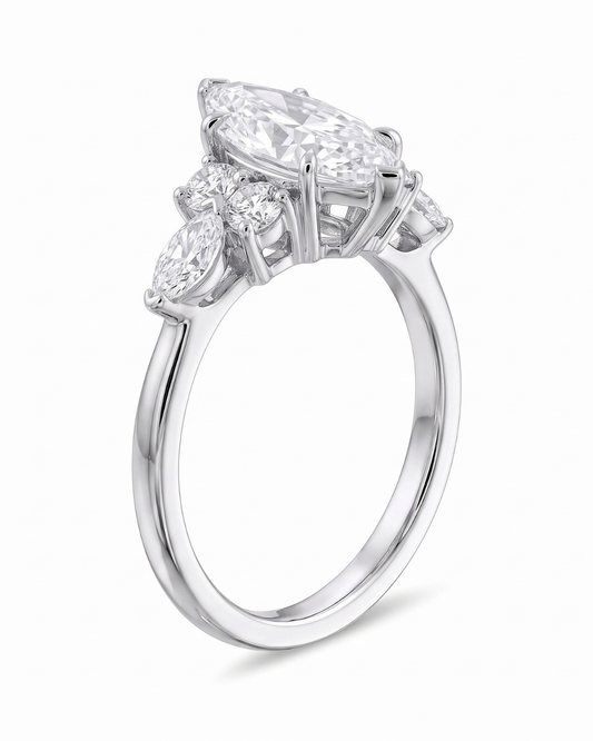 Ring with 2.00 Ct Oval Diamond and Marquises