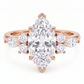 Bague Fiançailles 7 Pierres Diamant Laboratoire Marquise 3.780 Ct | Or 14K