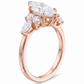 Bague Fiançailles 7 Pierres Diamant Laboratoire Marquise 3.780 Ct | Or 14K