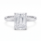 3 Ct Emerald Cut Diamond Ring with Pave Diamonds in 14k Gold