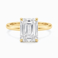 3 Ct Emerald Cut Diamond Ring with Pave Diamonds in 14k Gold