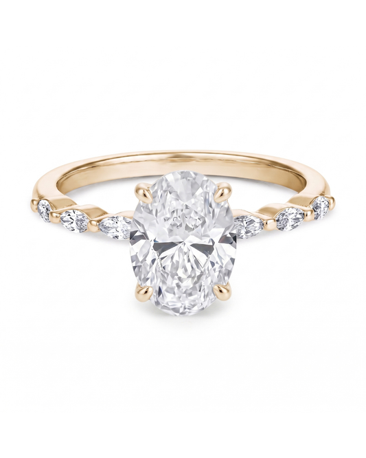 Ring with 2.00 Ct Oval Diamond and Marquises