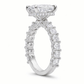14k Gold Ring with 2 Carat Emerald Diamond – Triple Row Pave &amp; Brilliant Under Halo